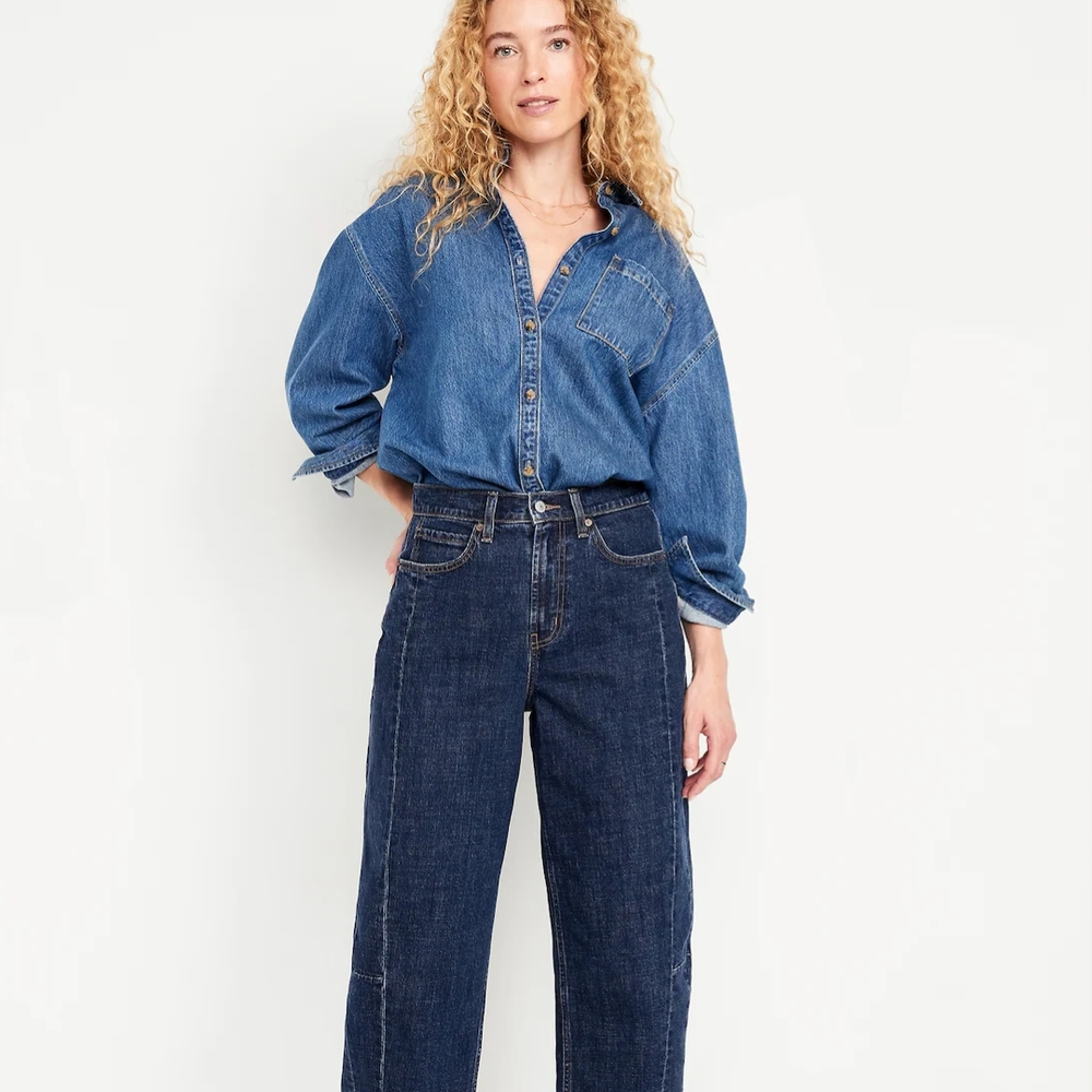 Old navy high waisted ankle barrel jeans